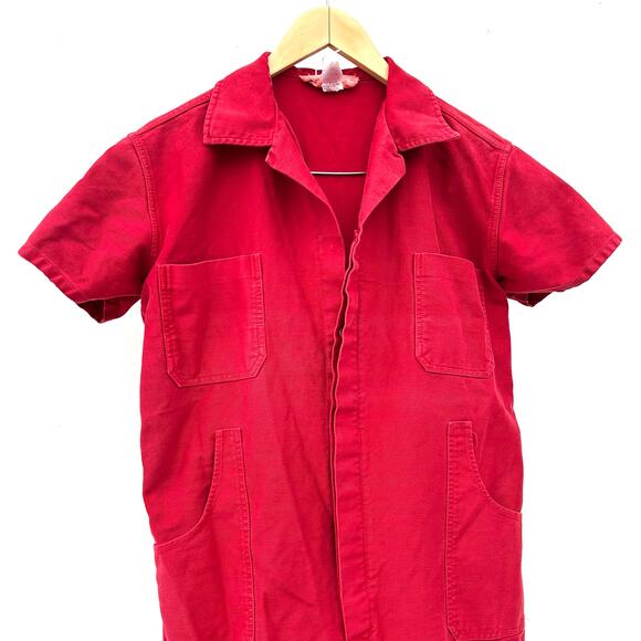 Caron Callahan Cotton Denim Short Sleeve Jumpsuit Collared Boilersuit XS - Picture 5 of 8